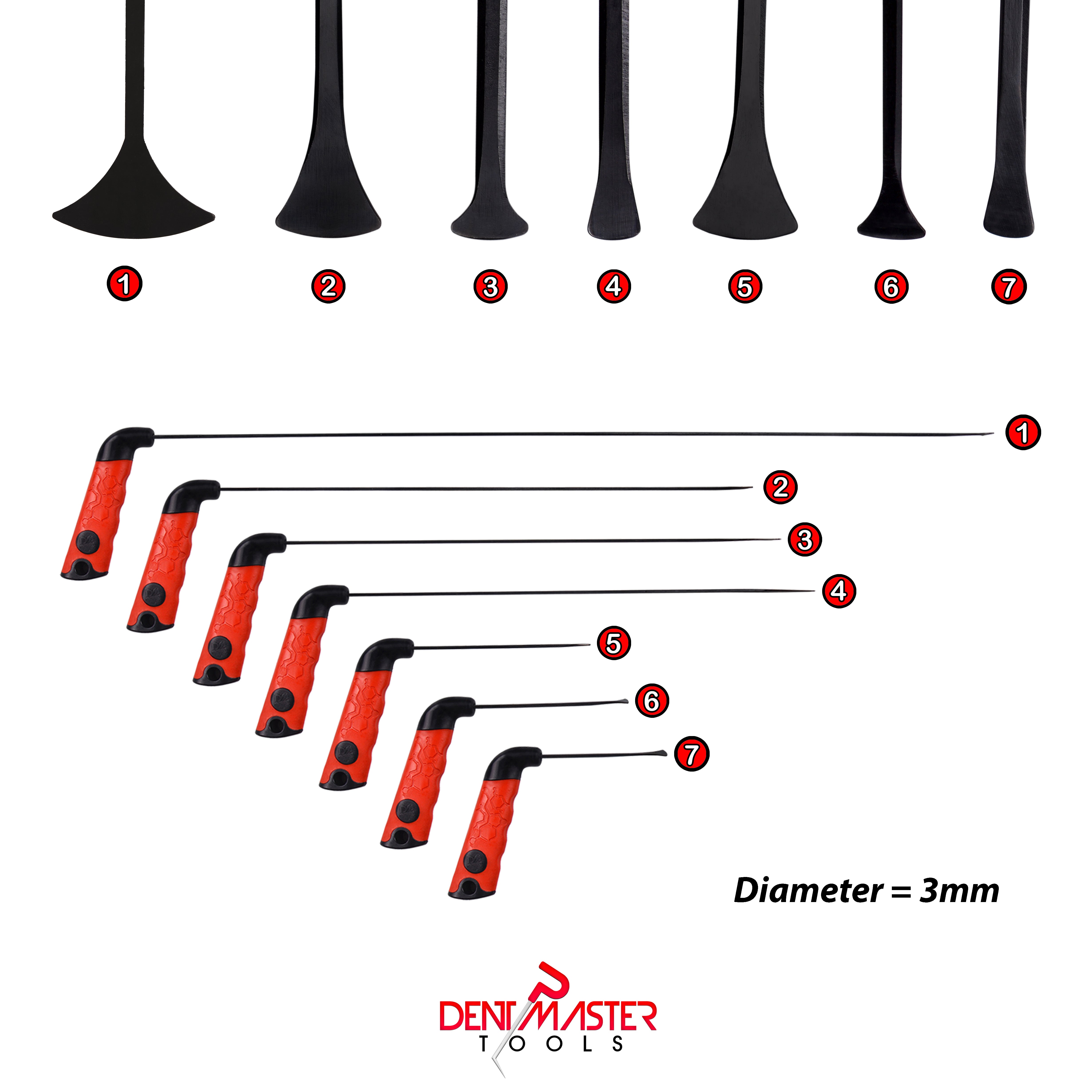 Kit de 7 tiges PDR en queue de baleine