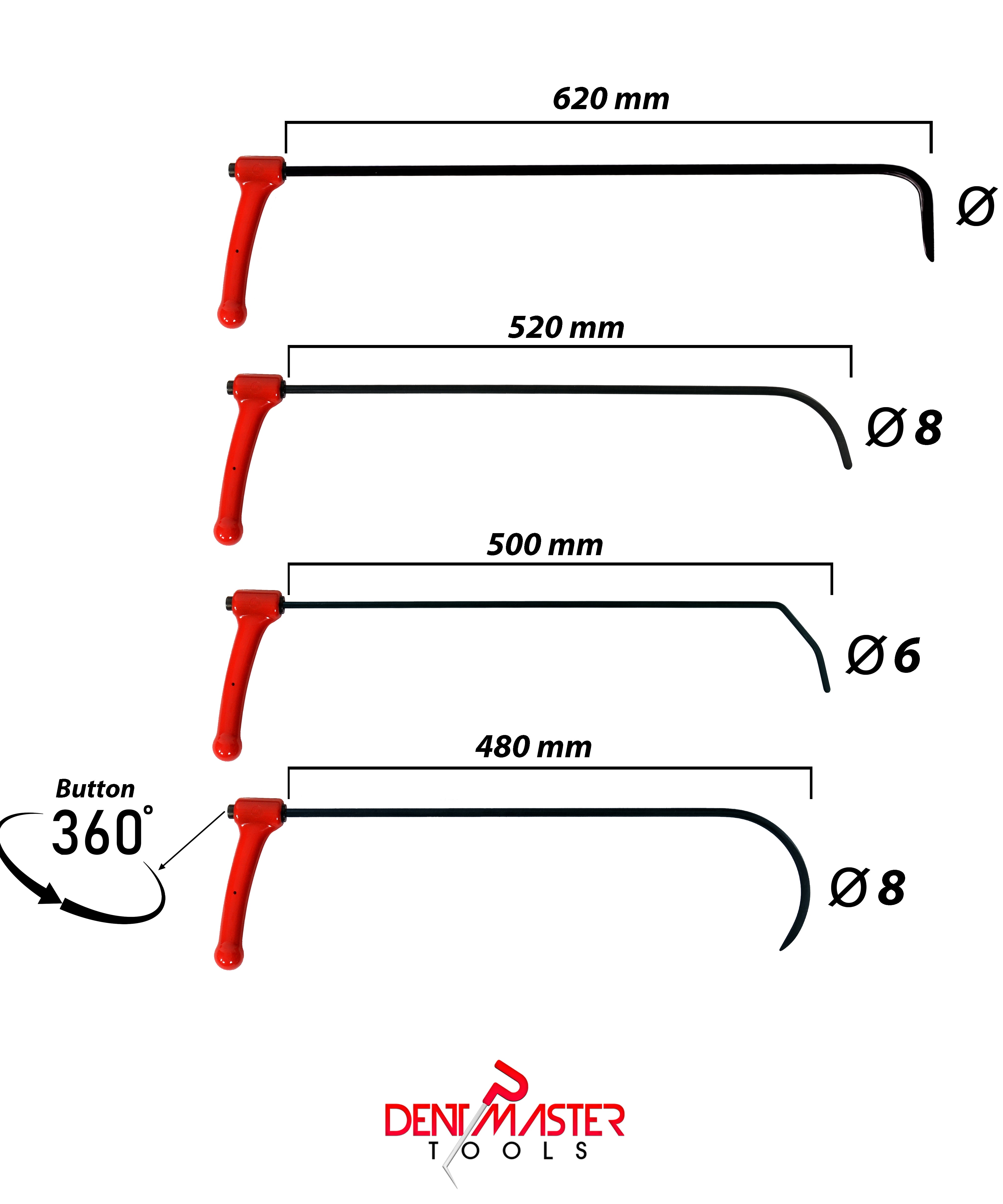 4-Piece Professional 360° Rotatable PDR Rod Set