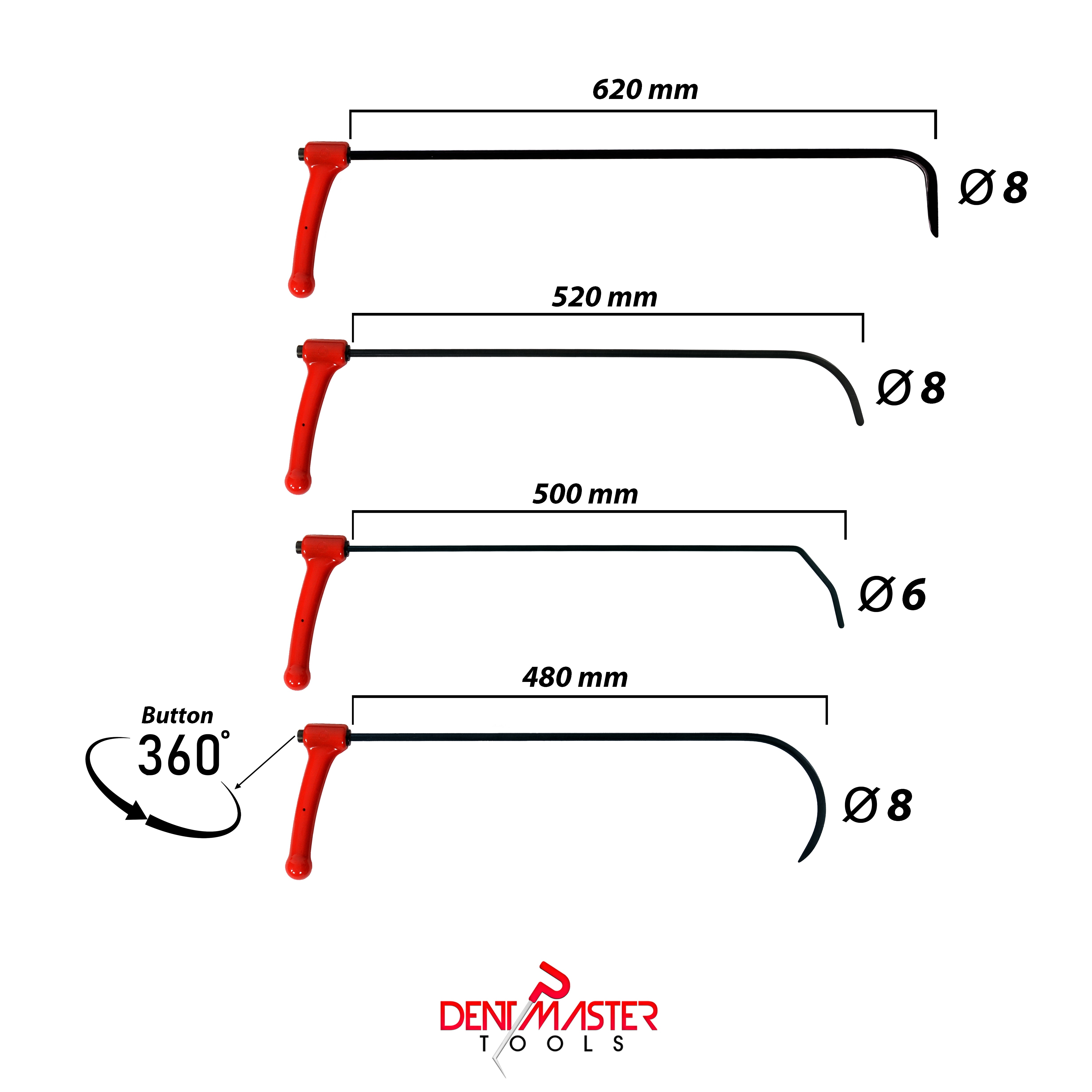 4-Piece Professional 360° Rotatable PDR Rod Set
